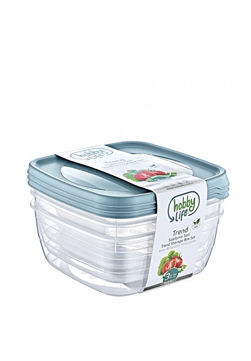 Hobby Trend Square Plastic Food Storage Container 2.5 Litre Pack of 3 Assorted Colours 021041 (Parcel Rate)