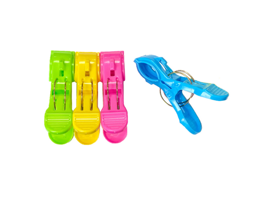 Jumbo Plastic Laundry Clothes Washing Pegs Clips 12cm Pack of 4 Assorted Colours 0371 (Parcel Rate)