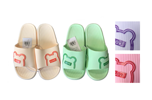 Women's Slipper Shoes Slides with Bear Design Assorted Sizes and Colours 0821 (Parcel Rate)