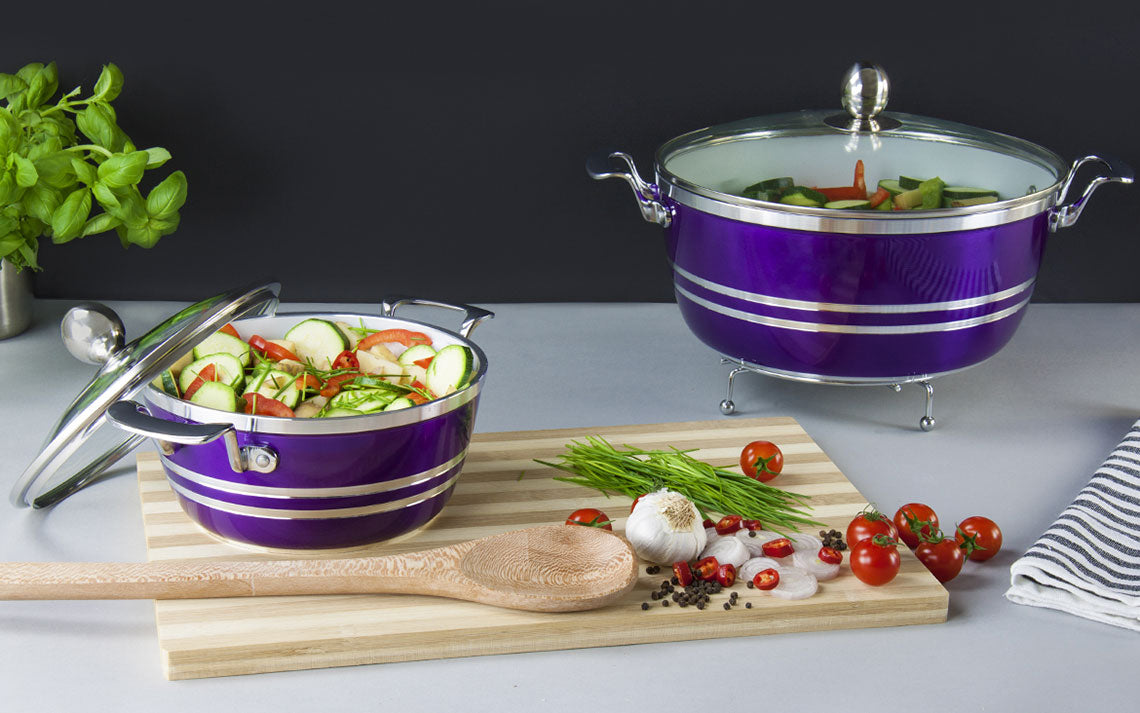 SQ Professional Metallic Die Cast Stockpot Set of 5 Amethyst 4250 A
