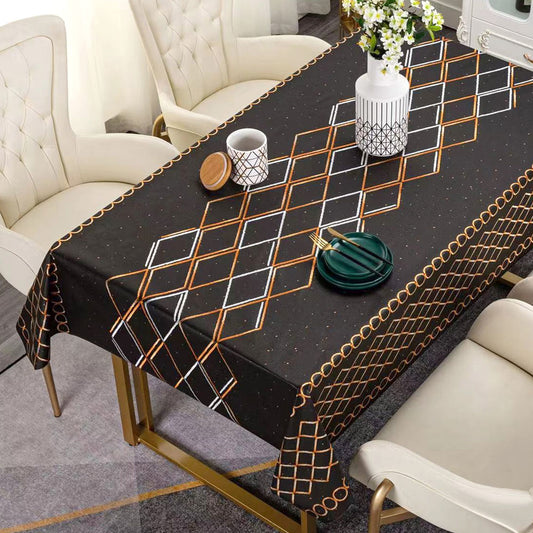 Durane Plastic Table Cover Roll Black Orange White Pattern Design 1.37 x 20m DE-8335C 10269 (Big Parcel Rate)