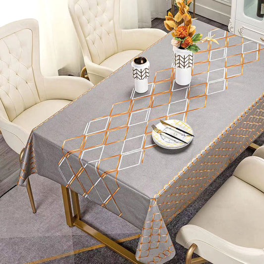 Durane Plastic Table Cover Roll Grey Orange White Pattern Design 1.37 x 20m DE-8335D 10270 (Big Parcel Rate)