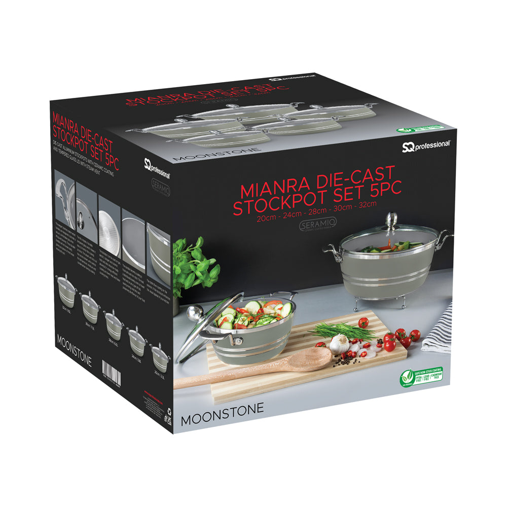 SQ Professional Seramiq Mianra Diecast Stockpot Set of 5 Moonstone 11725 (Big Parcel Rate)