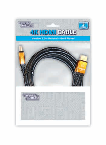 HDMI Cable 3 Metre Length 4K DIY Electrical Fittings Gold Plated 1383 (Parcel Rate)