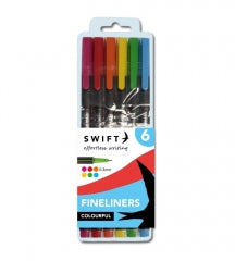 Swift Fineliners for Effortless Writing Colourful 6 Pack 16 x 6.3 x 1.5cm 43g SKU P3125