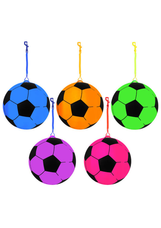 PVC Football with Hook and Spiral Keychain 22cm Assorted Colours R38658 (Large Letter Rate)