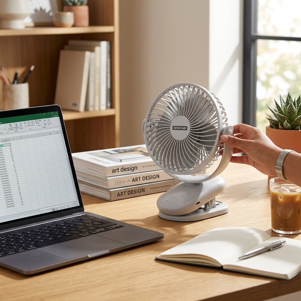6" USB Rechargeable Desk & Clip-On Oscillating Fan, 4-Speed, Timer, SKU ST213/CF6