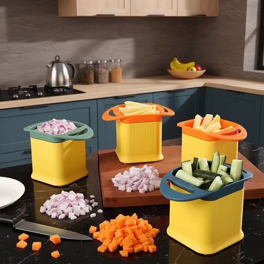 One Step Plastic Potato Chipper Fries Vegetable Cutter 10.5 x 15.5 x 9.5cm Assorted Colours 8055 (Parcel Rate)