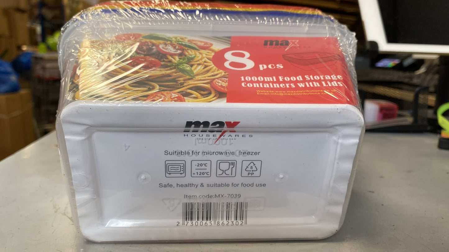 1000ml Food Storage Containers With Lids 8pcs MX7039