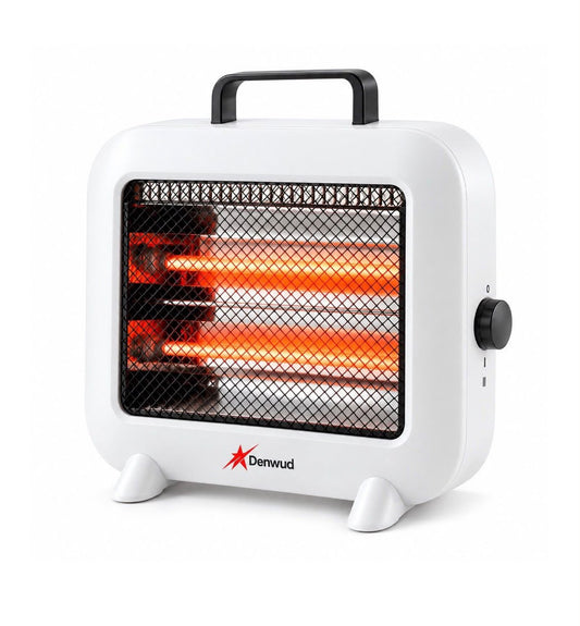 Denwud Quartz Heater – White, 2 Bar, 800W, Carry Handle SKU DEGB2041 / 2041