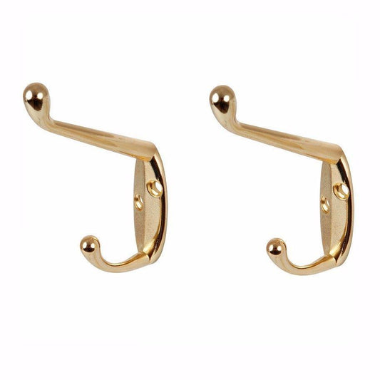 Value Pack Hat and Coat Hooks Brassed With Screws Pack of 2 0224 A (Large Letter Rate)