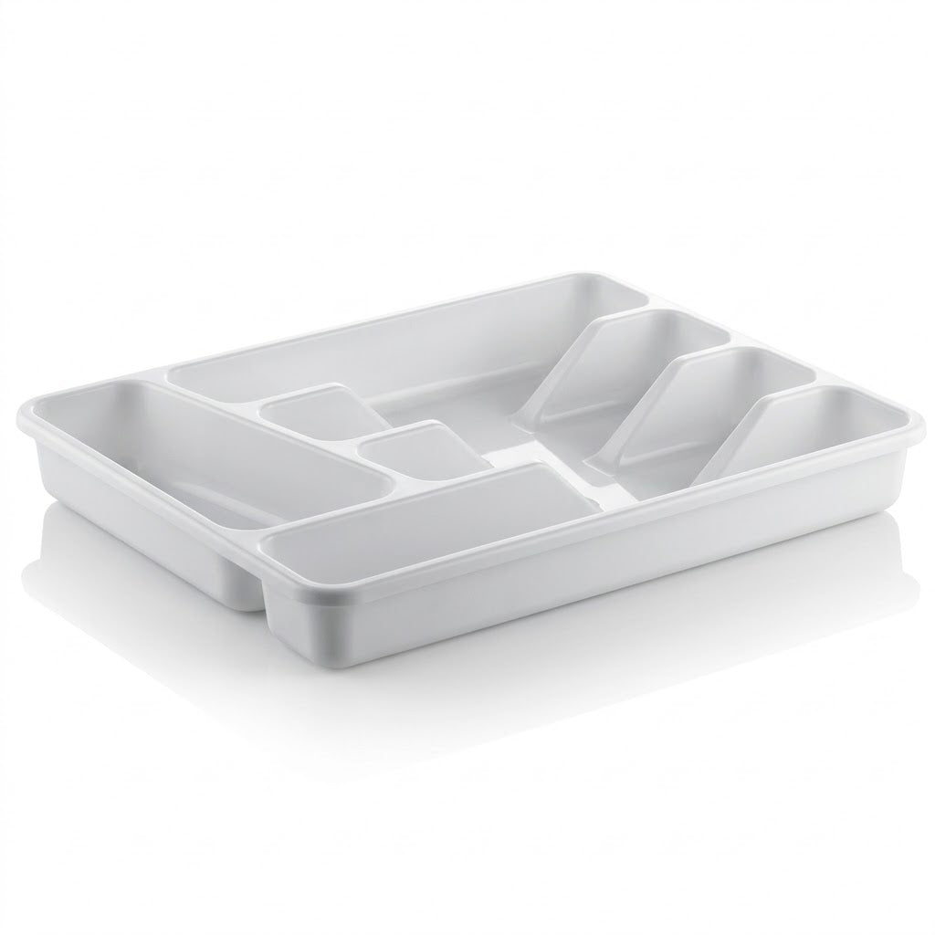 Hobby Small Cutlery Tray for Kitchen Drawer Organisation 34 x 26.5 x 4.5 cm White SKU 041200