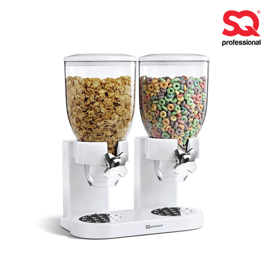 SQ Professional Plastic Double Hotel Cereal Dispenser 2 x 0.5L White 1740 / 4326 (Big Parcel Rate)