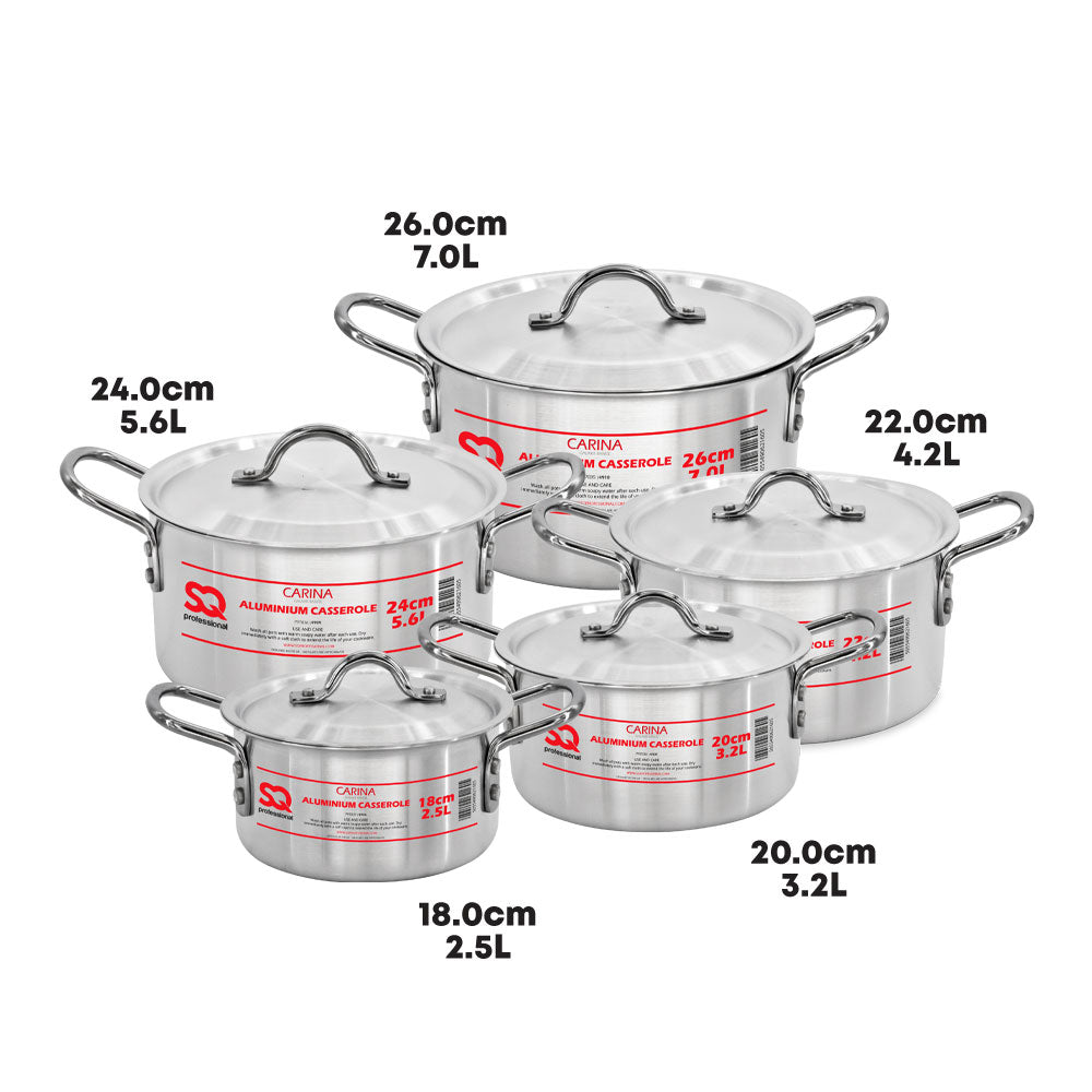 SQ Professional Galaxis Carina Aluminium Casserole Set of 5 18-20-22-24-26cm 2159 / 4881
