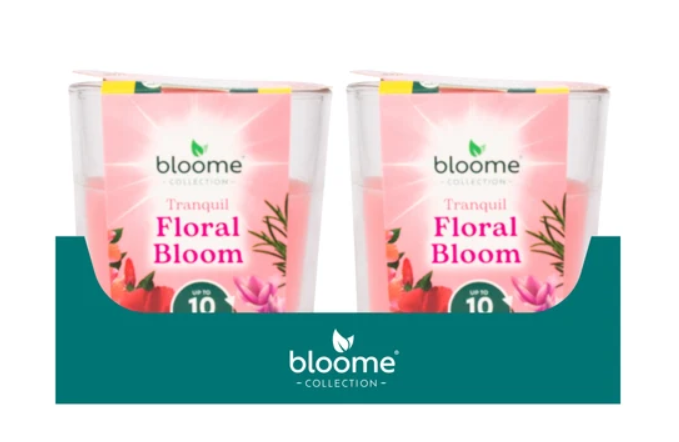 Bloome Glass Jar Candle for Inviting Home Fragrance Tranquil Floral Bloom 95g Up to 10 Hours Burn Time Pink SKU MW-5056683934908-PP