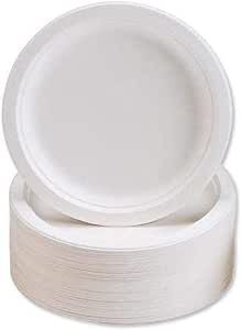Disposable Compostable Eco-Bio Bagasse Sugarcane Round Plates 10" Pack of 8 EC1727 (Parcel Rate)