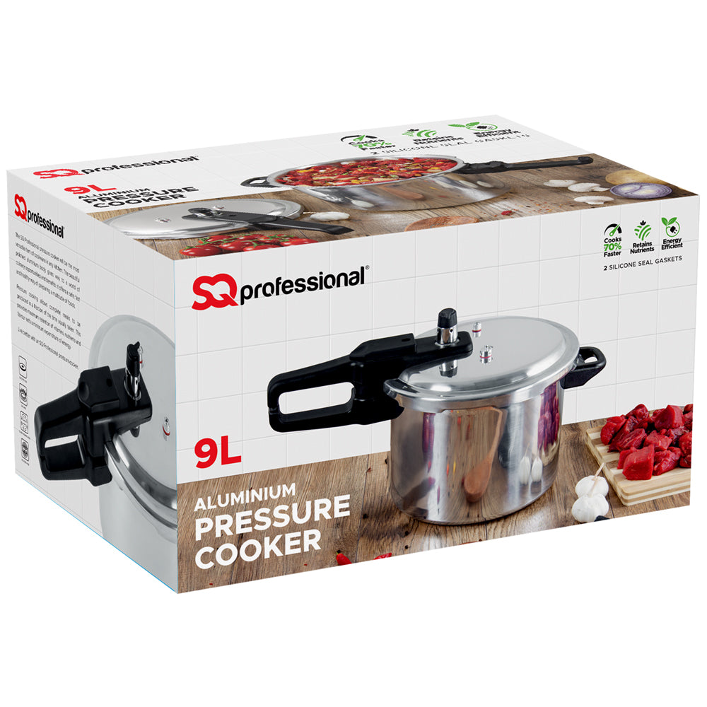 SQ Professional Aluminium Pressure Cooker 9 Litre 5258 (Big Parcel Rate)