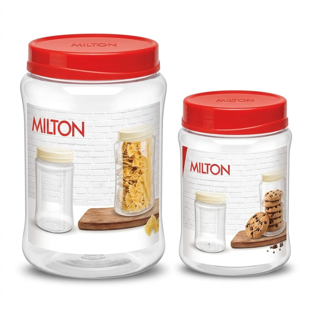 Round Pet Jar Twin Pack 500ml & 1500ml Storage Containers, SKU MX1735