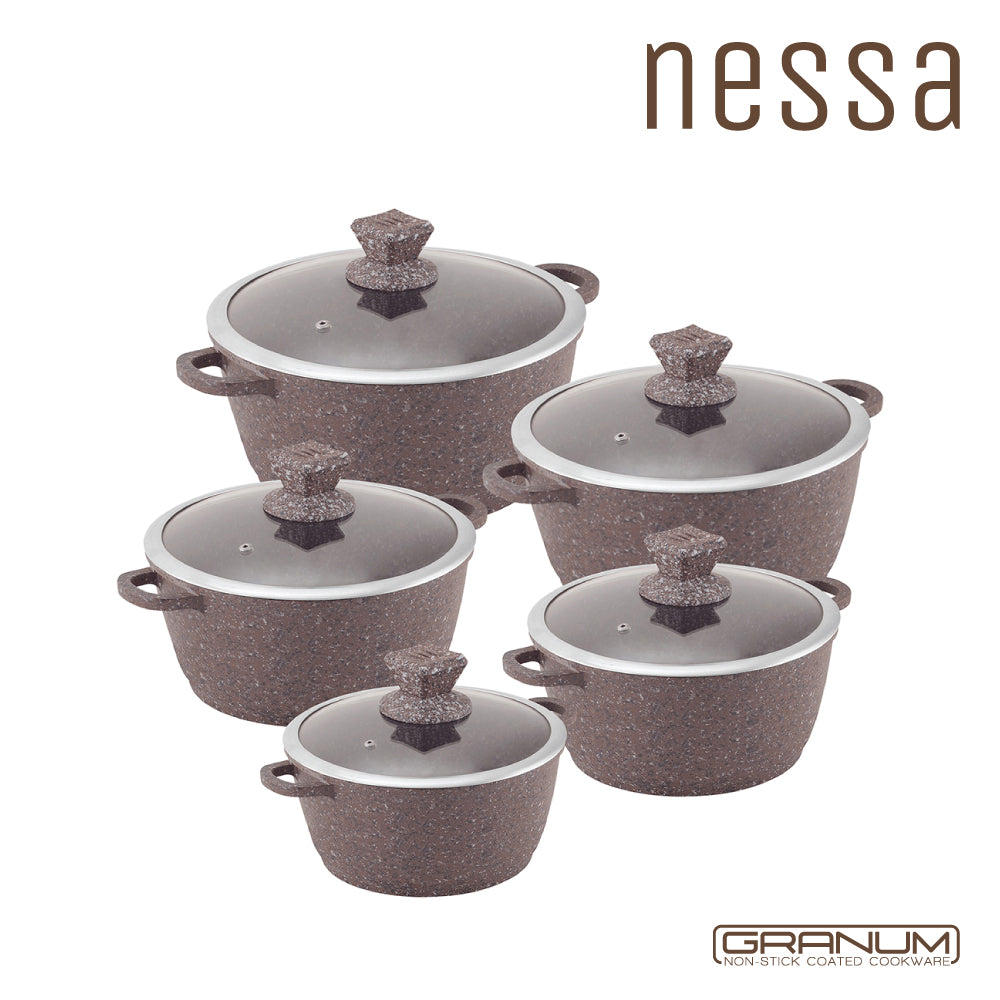 SQ Professional Nessa Granum Stockpot Set Set of 5 Ghadeer Brown 2472 / 5774 (Big Parcel Rate)