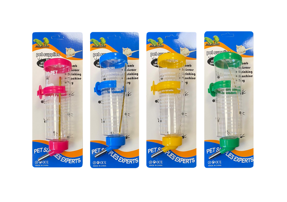 Pet Rabbit Guinea Pig Water Bottle Dispenser 210ml Assorted Colours 5988 (Parcel Rate)