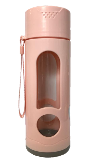 Glass / Plastic Water Bottle Flask with Strap 21 x 7 cm Assorted Colours 6261