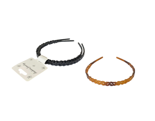 Girl's Plastic Wavy Hair Head Band 8mm Pack of 2 Assorted Colours 6498 (Large Letter Rate)