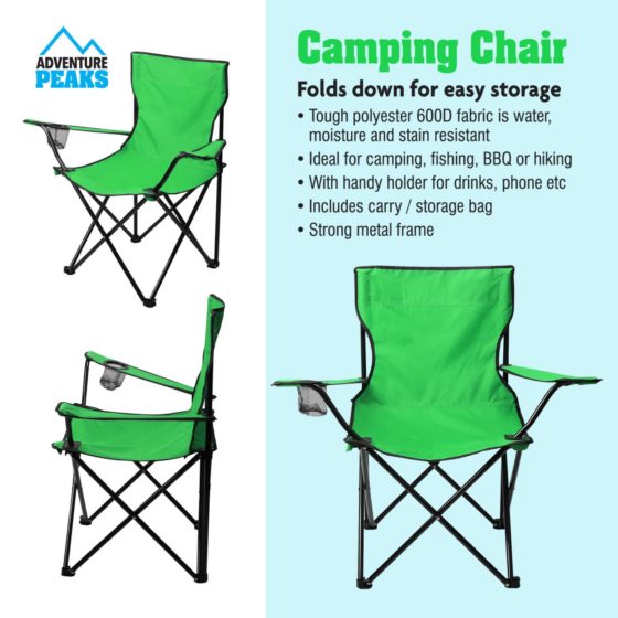 Foldable Outdoor Garden Camping Chair 50 x 50 x 80 cm Green 6620
