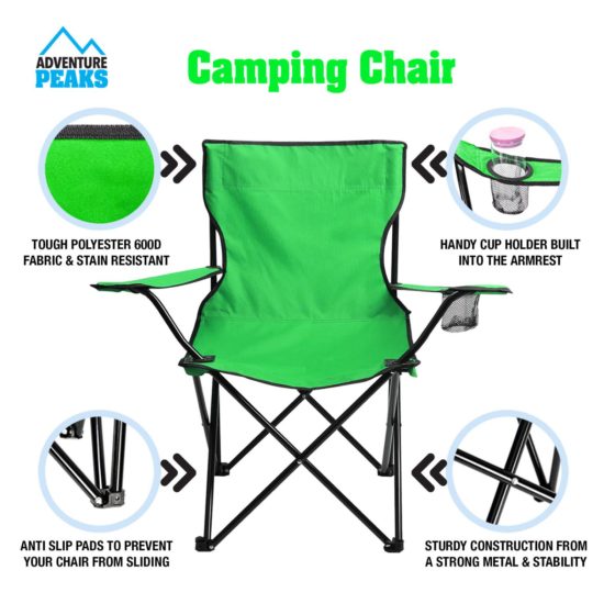 Foldable Outdoor Garden Camping Chair 50 x 50 x 80 cm Green 6620