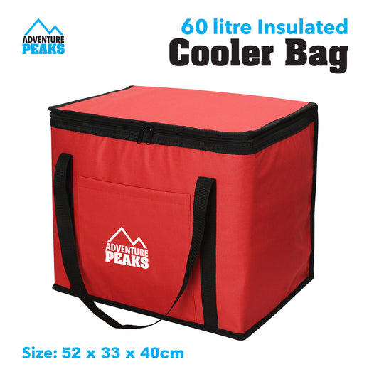 Insulated Camping Cooler Bag 60L 52 x 33 x 40cm Red 6632 (Parcel Rate)
