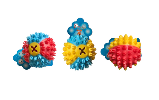 Spikey Dog Toy Treat Ball 7 cm Assorted Colours 6721 (Parcel Rate)