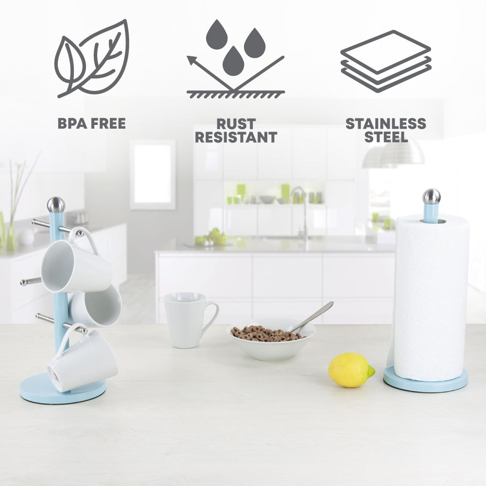 Dainty Kitchen Roll Holder & Mug Tree Skyline Blue 2704 / 6736 A (Parcel Rate)