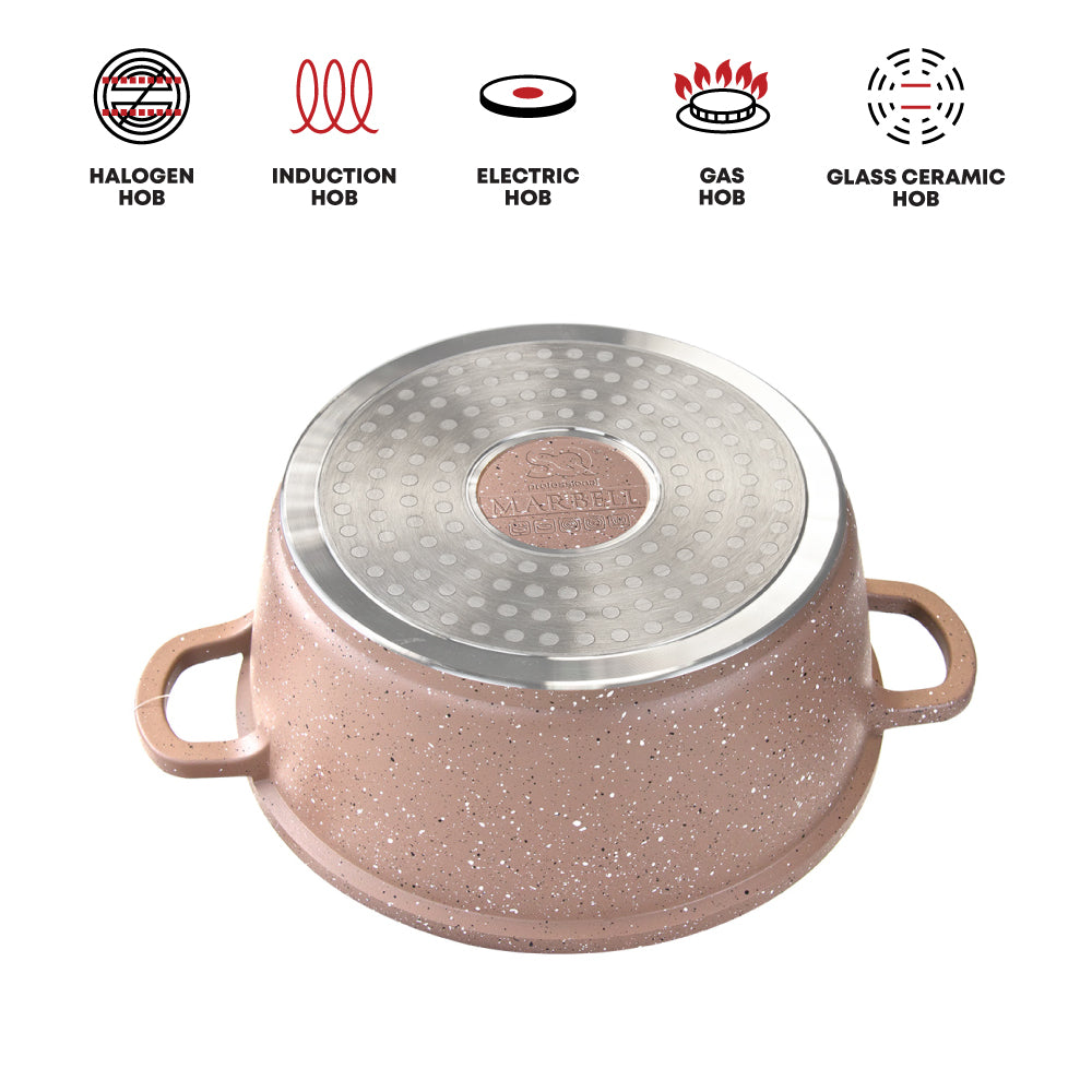 SQ Professional Nea Marbell Effect Diecast Stockpot Set of 5 Marfil 6762 (Big Parcel Rate)