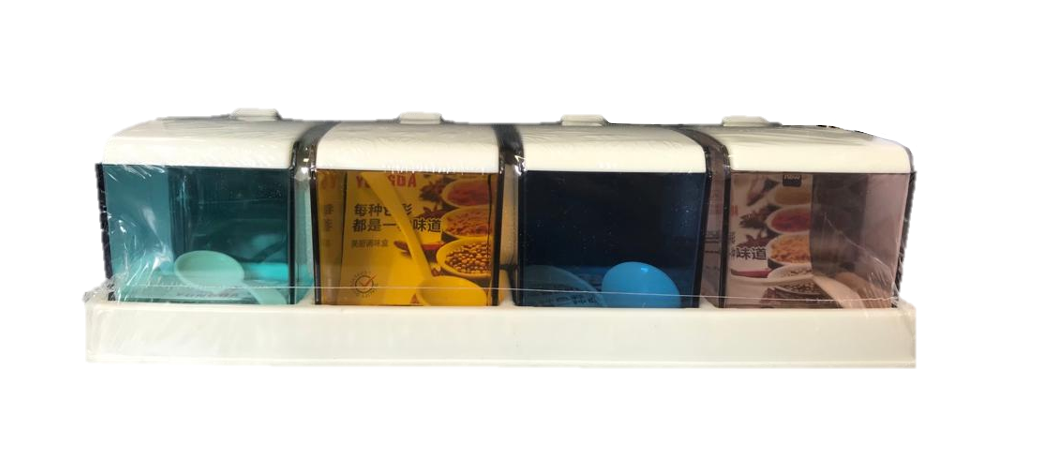 Plastic Spice Rack Storage Container Jars 28 x 8 cm Assorted Colours 6829 (Parcel Rate)