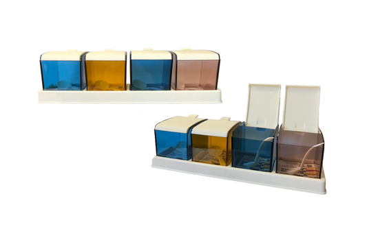 Plastic Spice Rack Storage Container Jars 28 x 8 cm Assorted Colours 6829 (Parcel Rate)