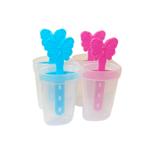 Plastic Ice Popsicle Maker Box 4 Popsicles 8 cm Assorted Colours 6834 (Parcel Rate)