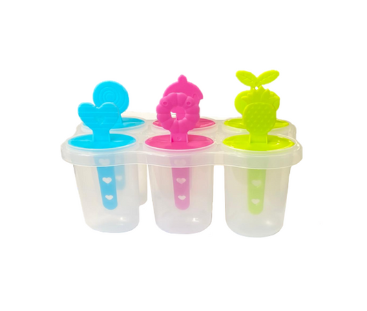 Plastic Ice Popsicle Maker Box 6 Popsicles 8 cm Assorted Colours 6835 (Parcel Rate)