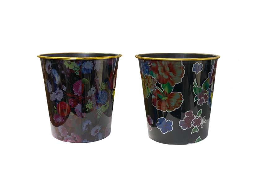 Plastic Printed Floral Design Paper Office Bin 22 x 21 cm Assorted Designs 6839