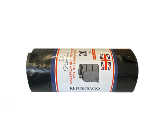 Black Refuse Sacks Bin Bags 725 x 850mm Roll of 20 6954 (Parcel Rate)
