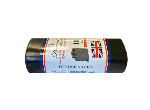 Black Refuse Sacks Bin Bags 725 x 850mm Roll of 10 6961 (Parcel Rate)