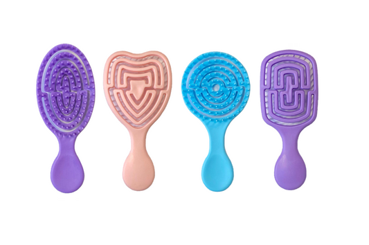 Plastic Mini Detangling Travel Hair Brush 14 cm Assorted Designs and Colours 7386 (Parcel Rate)