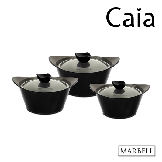 SQ Professional Caia Die Cast Stock Pot Set of 3 Black P97104 / 7420 (Big Parcel Rate)