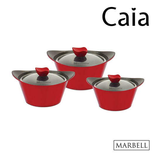 SQ Professional Caia Die Cast Stock Pot Set of 3 Red P97101 / 7423 (Big Parcel Rate)
