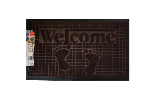 Rectangular Door Mat with Welcome 45 x 75 cm Assorted Designs and Colours 7535 (Parcel Rate)