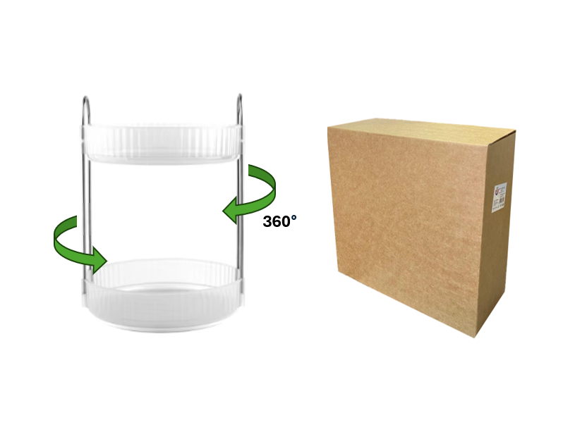 Round Plastic 2 Tier Spinning Turntable Perfume Skincare Spice Rack Storage Display Rack 23 x 23 x 33 cm 7811 (Parcel Rate)