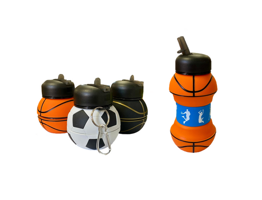 Foldable Collapsible Sports Water Drinking Bottle Sport Ball Design Assorted Designs 7841 (Parcel Rate)