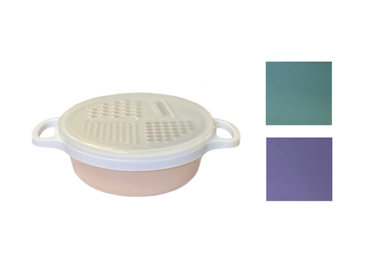 Round Plastic Box Grater with Cover 19 x 7cm Assorted Colours 7847 (Parcel Rate)