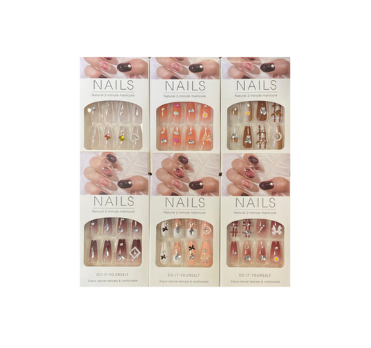 Artificial Fake Nail Extensions with Gems Assorted Designs 7852 (Large Letter Rate)