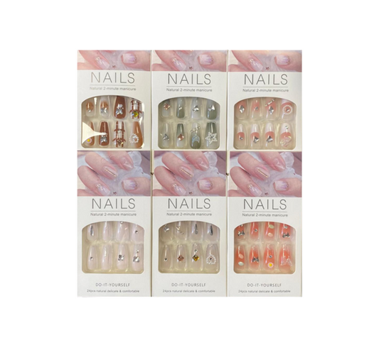 Artificial Fake Nail Extensions with Gems Assorted Designs 7853 (Large Letter Rate)