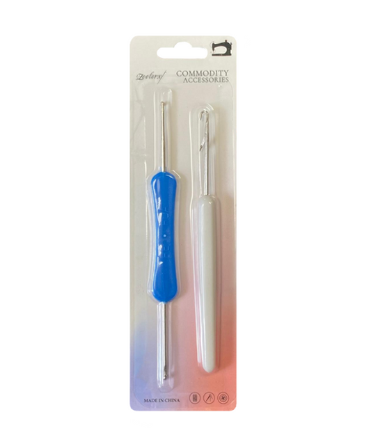 Metal Crochet Knitting Needle Hook with Plastic Handle Pack of 2 Assorted Colours 7857 (Large Letter Rate)