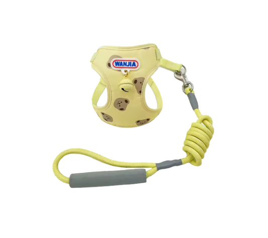 Pastel Dog Leash Lead with Soft Harness Vest with Bell 115cm Assorted Designs and Colours 7862 (Parcel Rate)